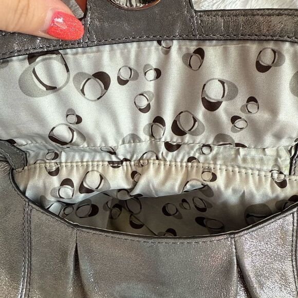 Coach Metallic Silver Poppy 2-Way Bag - Picture 4 of 11